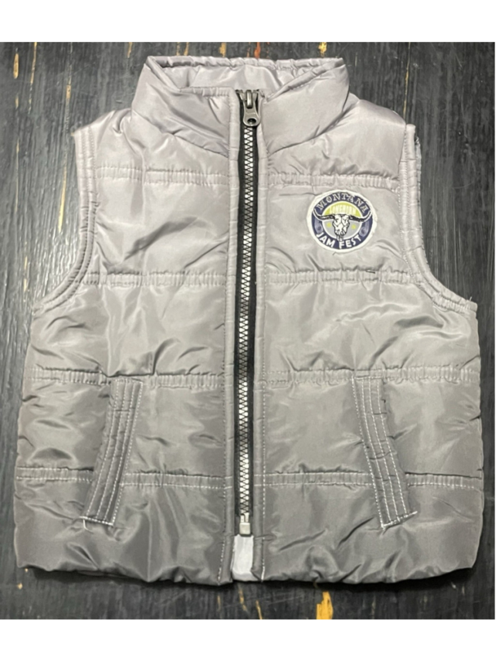 Boys Amy Coe 6-9 months silver puffer vest